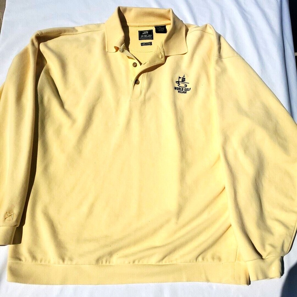 Mens Golf‎ Sweater Authentics  XL Yellow Long Sleeve Cotton Blend World Golf